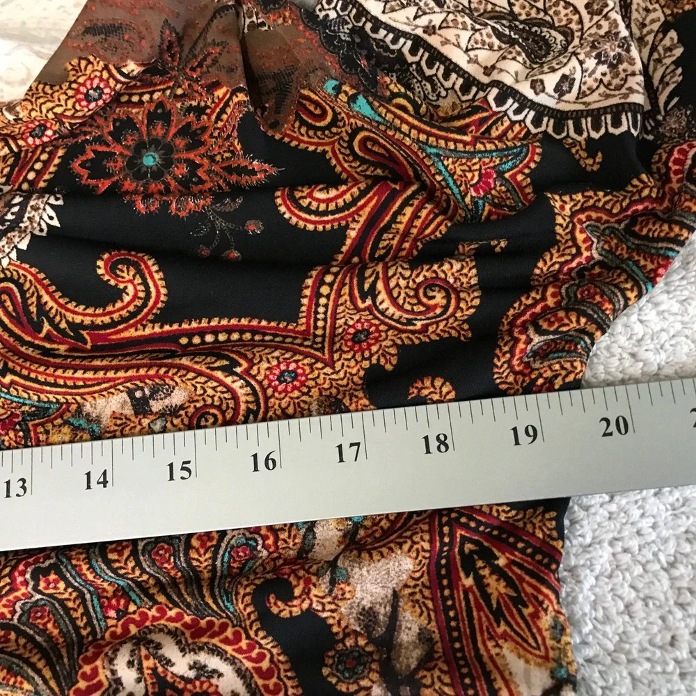 Chicos 0 Shift Dress Women S Multicolor Paisley Leopard Split Button Sleeve Boho